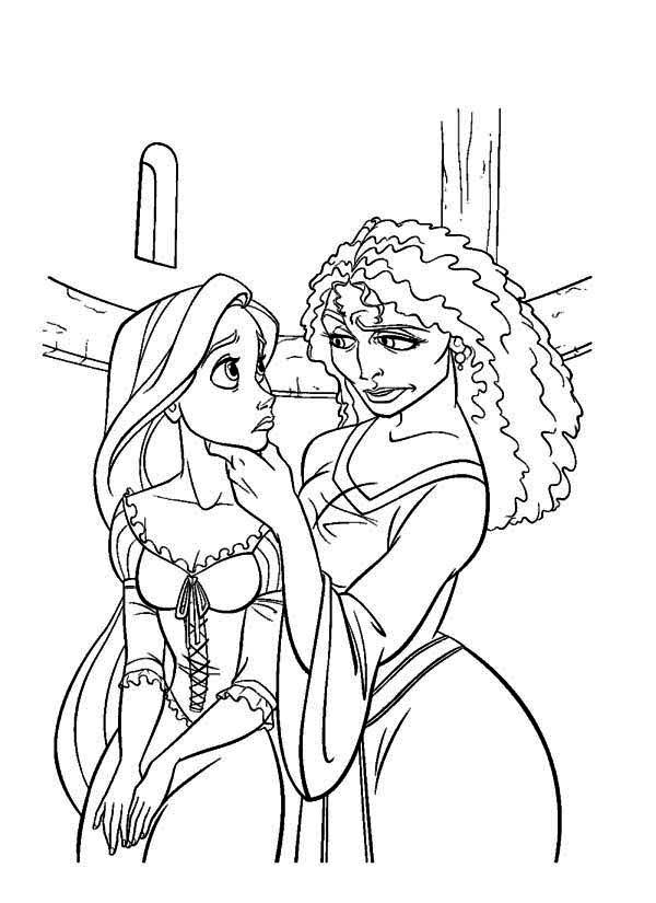 600x825 Rapunzel And Mother Gothel Tangled Coloring Page