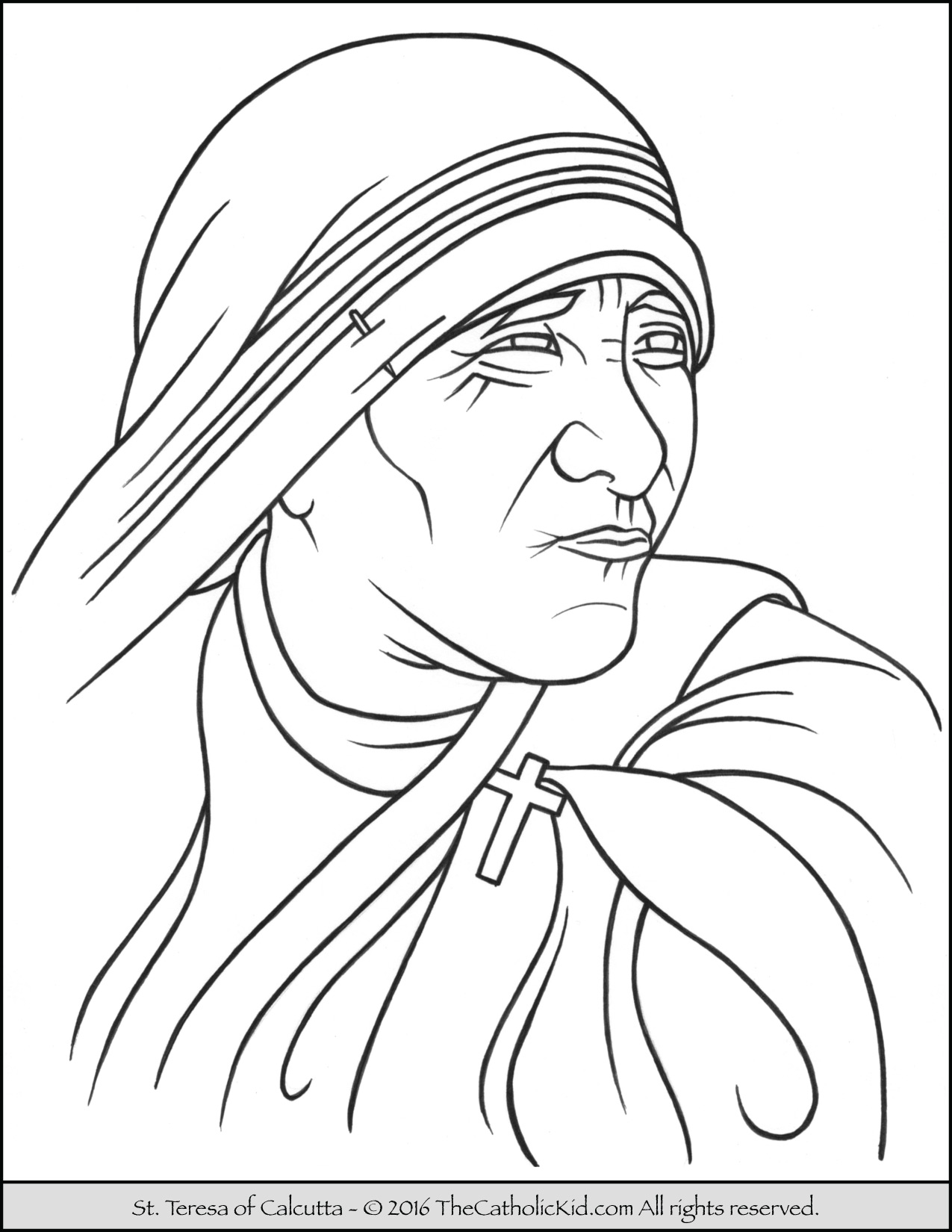 1275x1650 Saint Teresa Of Calcutta Coloring Page