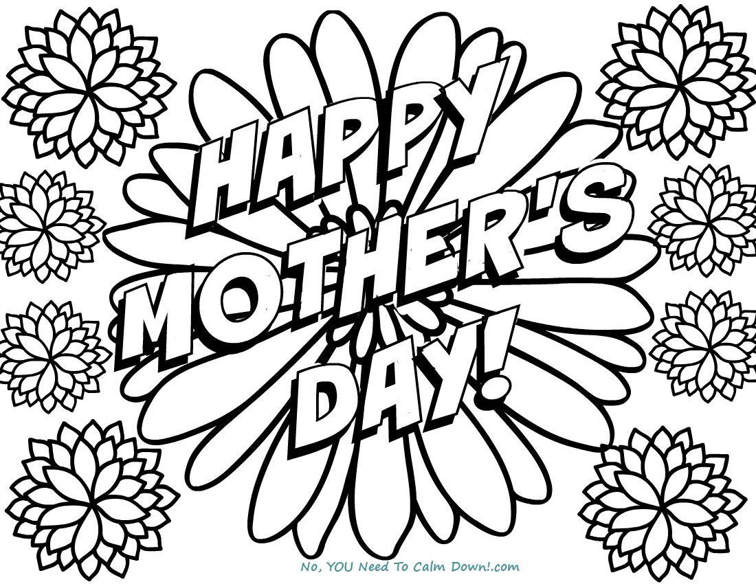 1100x850 Happy Mother's Day Flowers Coloring Page