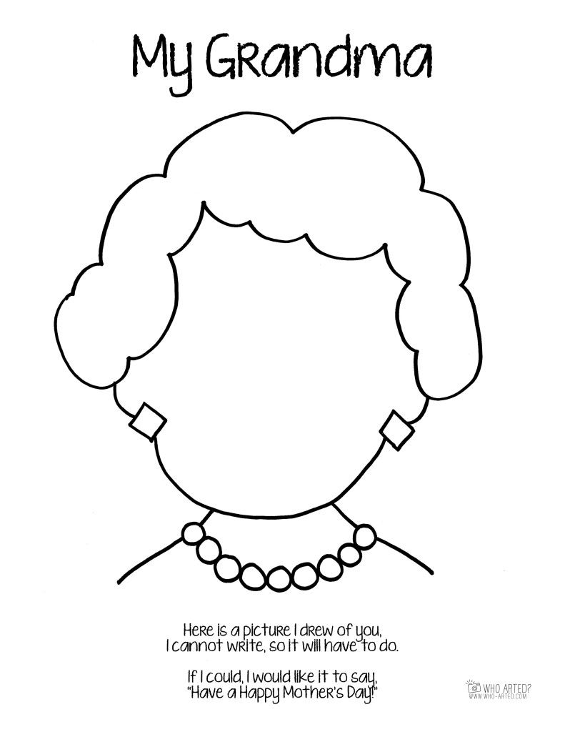 791x1024 Mother's Day Coloring Page Grandma Short Hair Who Arted Gifts