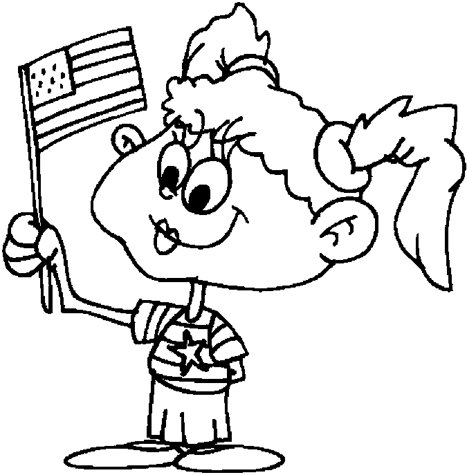 675x687 Girl Patriotic Coloring Page