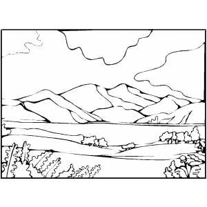 300x300 Mountain And Lake Coloring Page