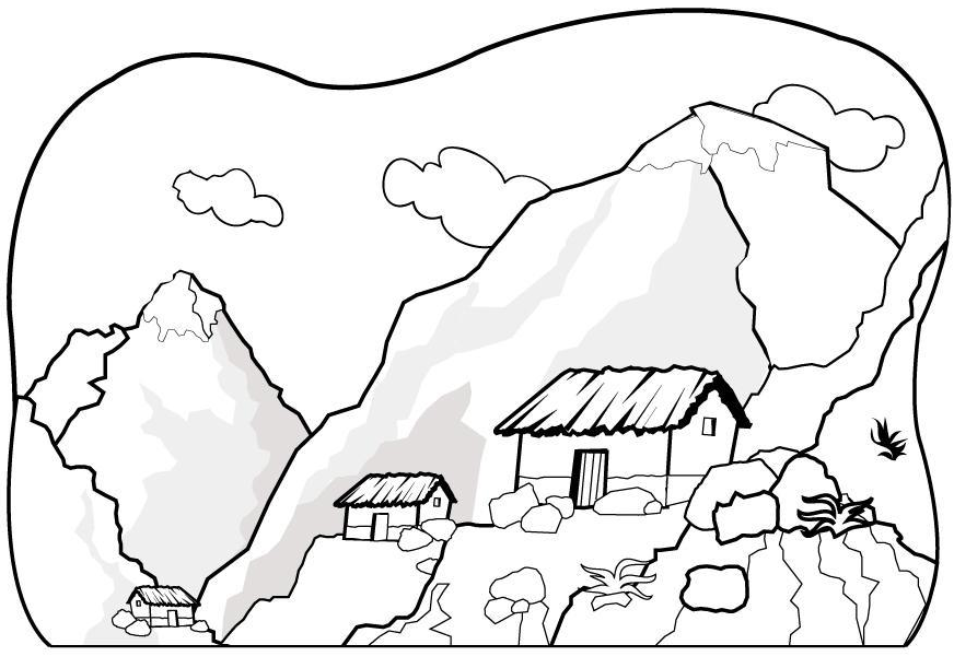 872x611 Printable Mountain Coloring Page
