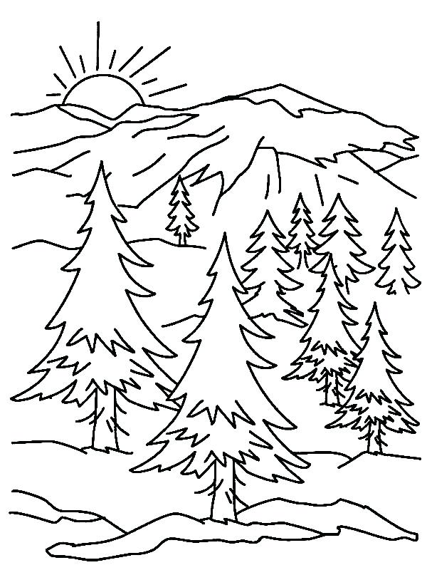 600x800 Coloring Pages Of Mountains Landscape Color Pages Mountain