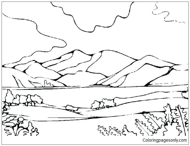 613x471 Coloring Pages Of Mountains Mountains View Landscapes Coloring