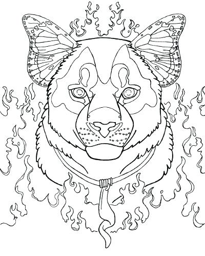 400x499 Mountain Lion Coloring Page Cougar Adult Coloring Page Fire Bone