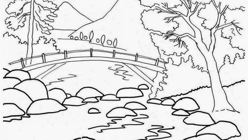 960x544 Scenery Coloring Pages With Nature For Drawing Beautiful Printable
