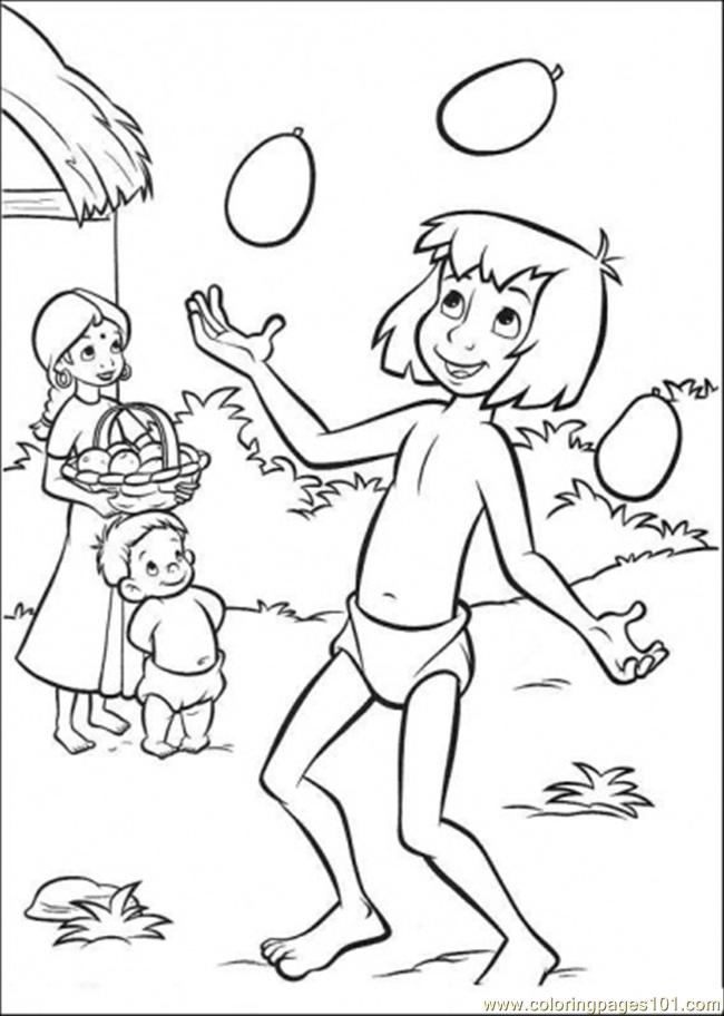 650x912 Mowgli Is Playing With The Mangos Coloring Page