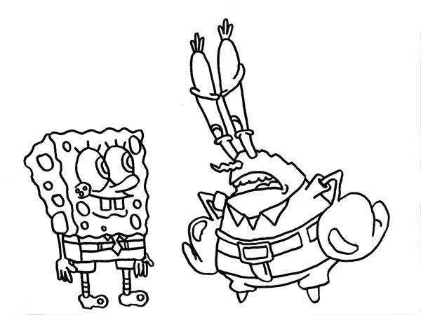 600x450 Mr Krabs Is Disappointed To Spongebob Coloring Page