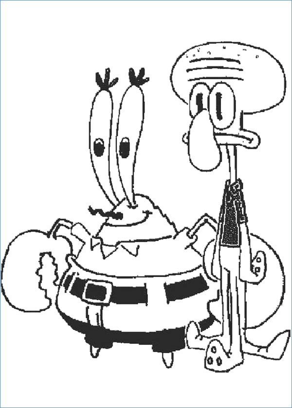 600x840 Squidward Reading Spongebob Squarepants Coloring Page