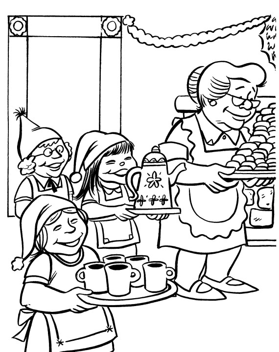 570x720 Printable Christmas Coloring Page Elves With Mrs Claus