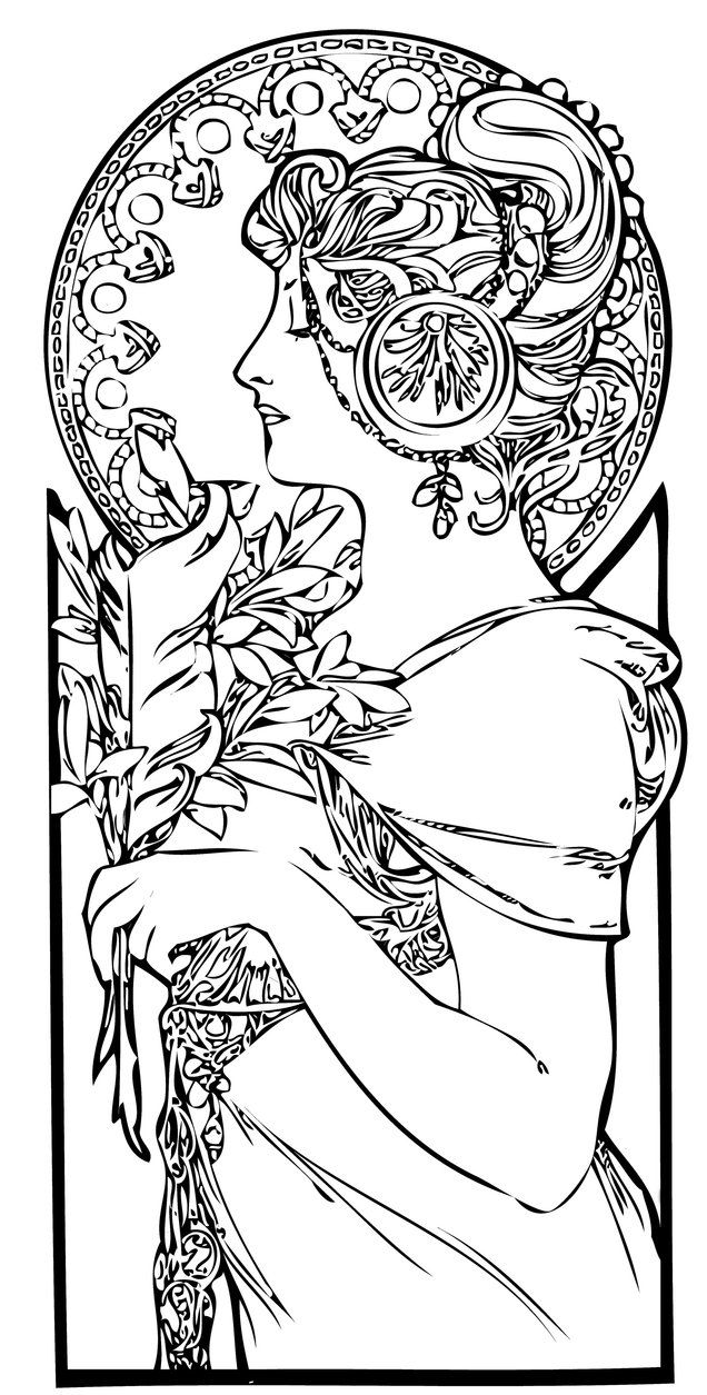 636x1255 Art Nouveau Coloring Pages