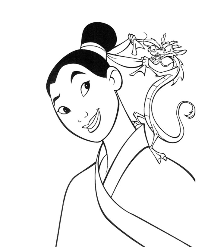 700x820 Mulan Coloring Page Disney Y Blank Pattern Mulan Disney