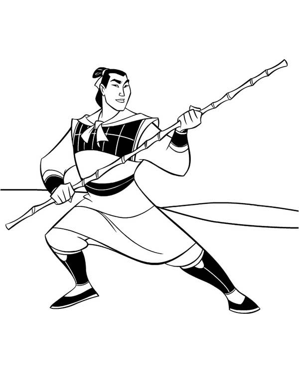 600x770 Li Shang, Mulan Captain In The Army Coloring Page