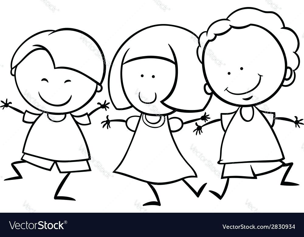 1000x780 Child Coloring Page Multicultural Children Coloring Page Vector