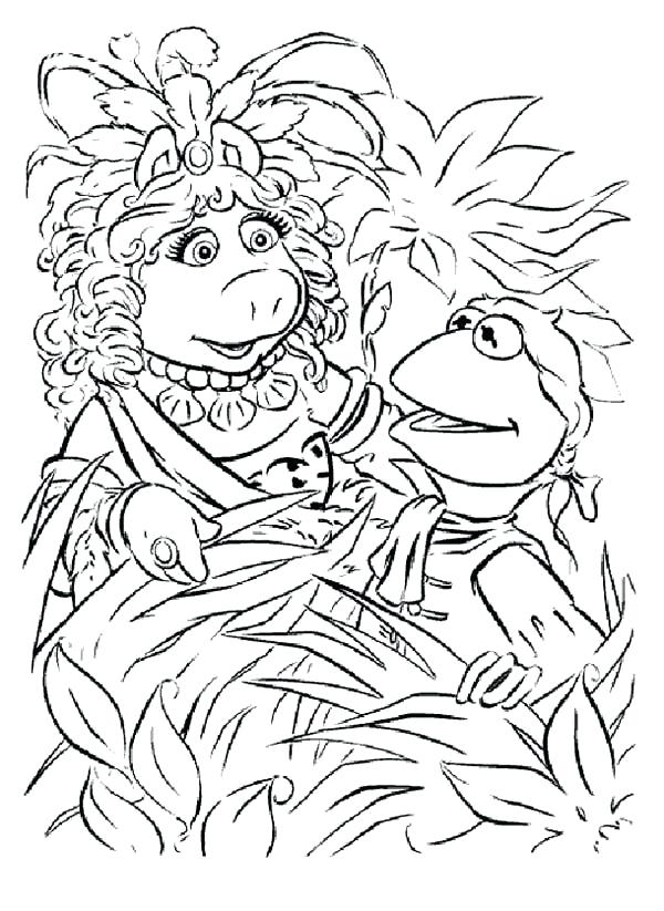 600x823 Muppets Coloring Pages And Miss Piggy Hiding Behind Plant