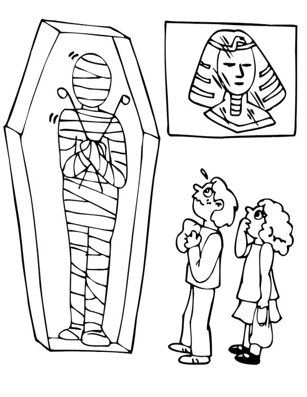 600x776 Visiting Museum Mummy Exhibition Free Coloring Page