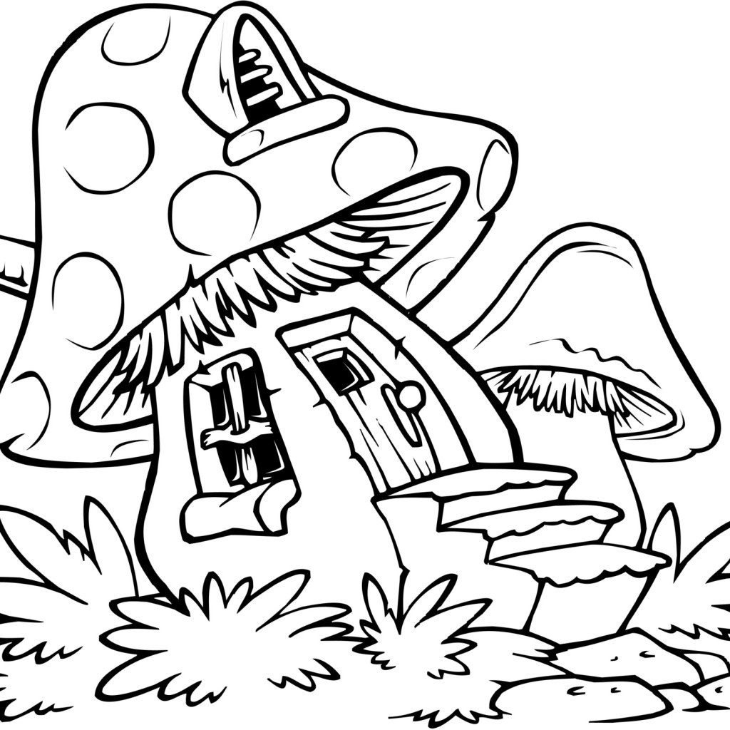 1024x1024 Mushroom Coloring Page