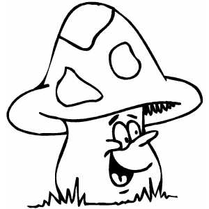 300x300 Smiling Mushroom Coloring Page