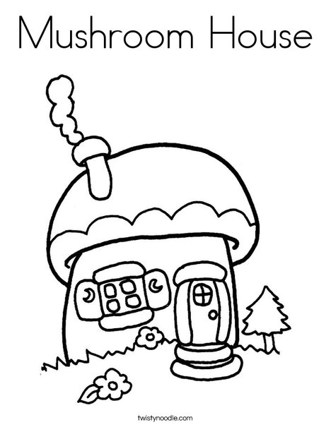 468x605 Mushroom House Coloring Page