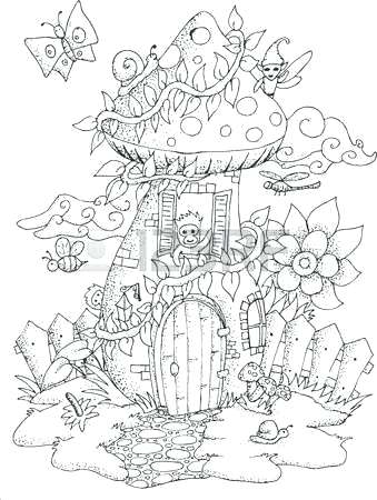 339x450 Fairy House Coloring Pages Color