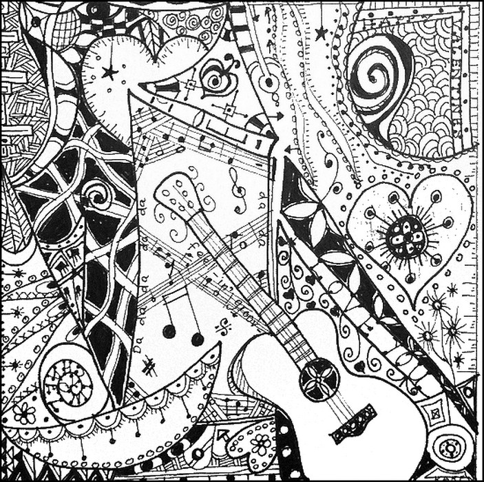 703x700 Adult Coloring Page Music I Like The Guitar!