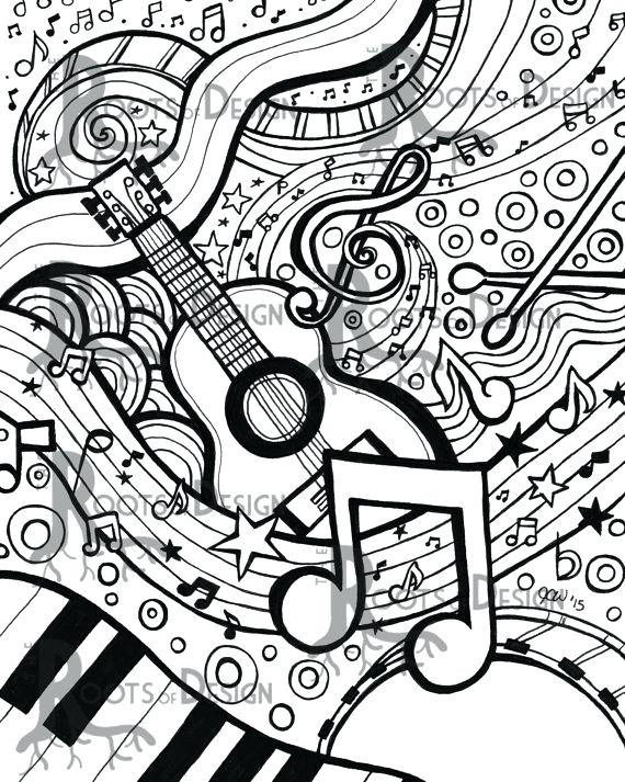 570x713 Musical Coloring Pages Drawn Music Notes Coloring Page Pencil