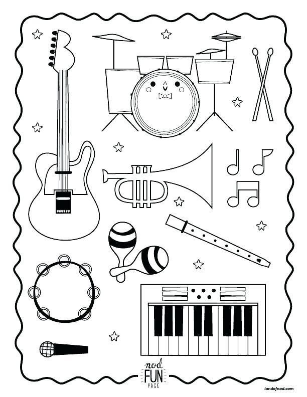 612x792 Musical Instrument Coloring Pages Nod Printable Coloring Page