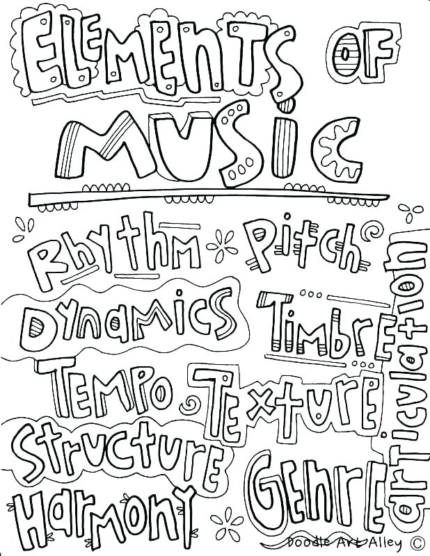 618x800 Musical Instrument Coloring Pages Print Out