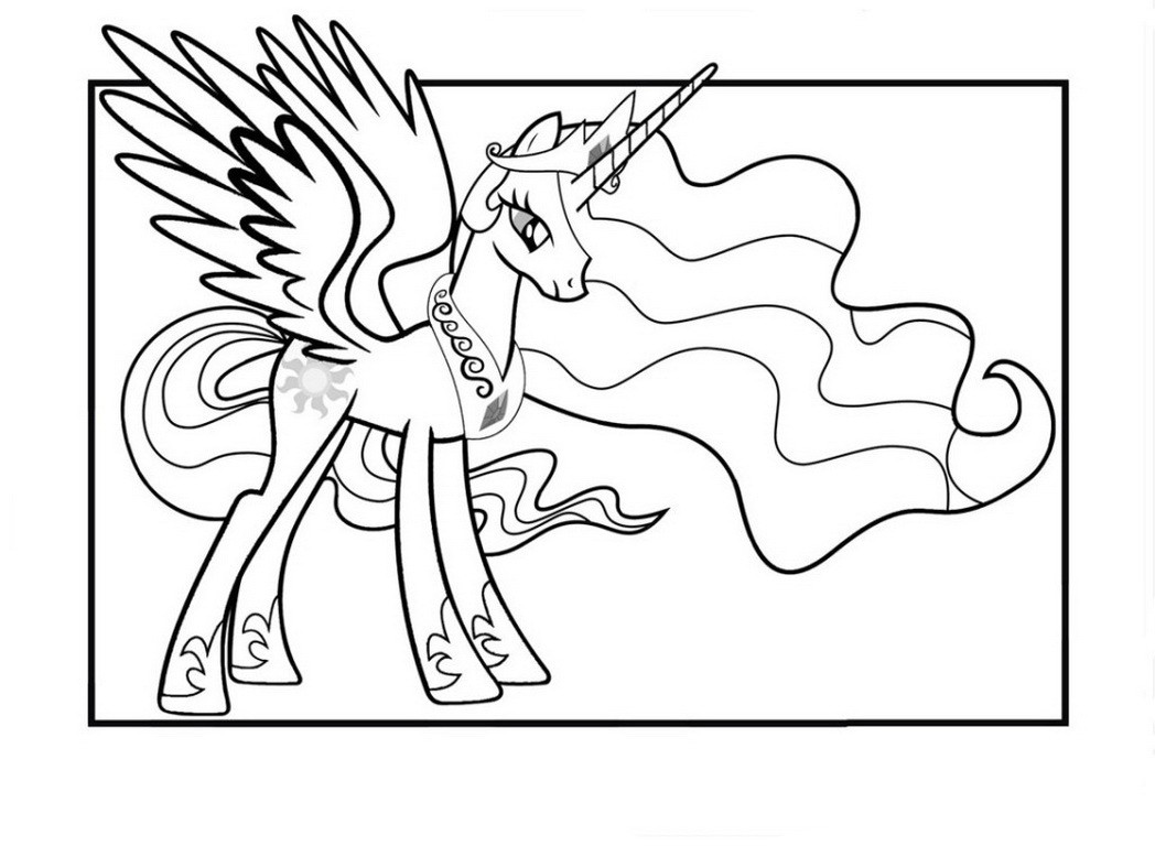 1048x768 My Little Pony Princess Celestia Coloring Page Fine Pages