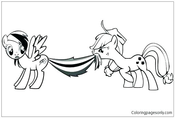 613x414 My Little Pony Coloring Pages Applejack And Rainbow Dash Applejack