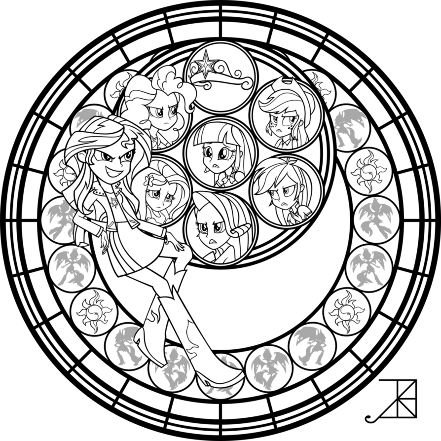 894x894 Sunset Shimmer Stained Glass Coloring Page