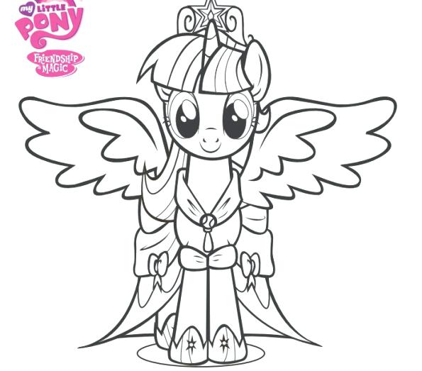 595x523 Princess Twilight Sparkle Coloring Page Free Printable