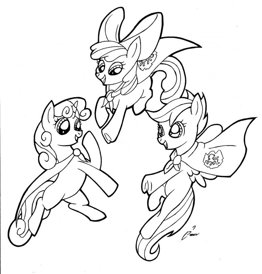 875x913 Mlp Cutie Mark Crusaders Coloring Page