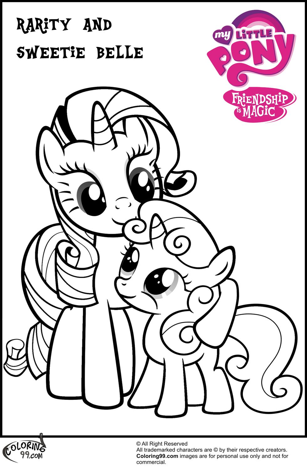 980x1500 Mlp Rarity And Sweetie Belle Coloring Pages