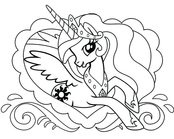600x481 My Little Pony Unicorn Coloring Pages Princess In Love Frame