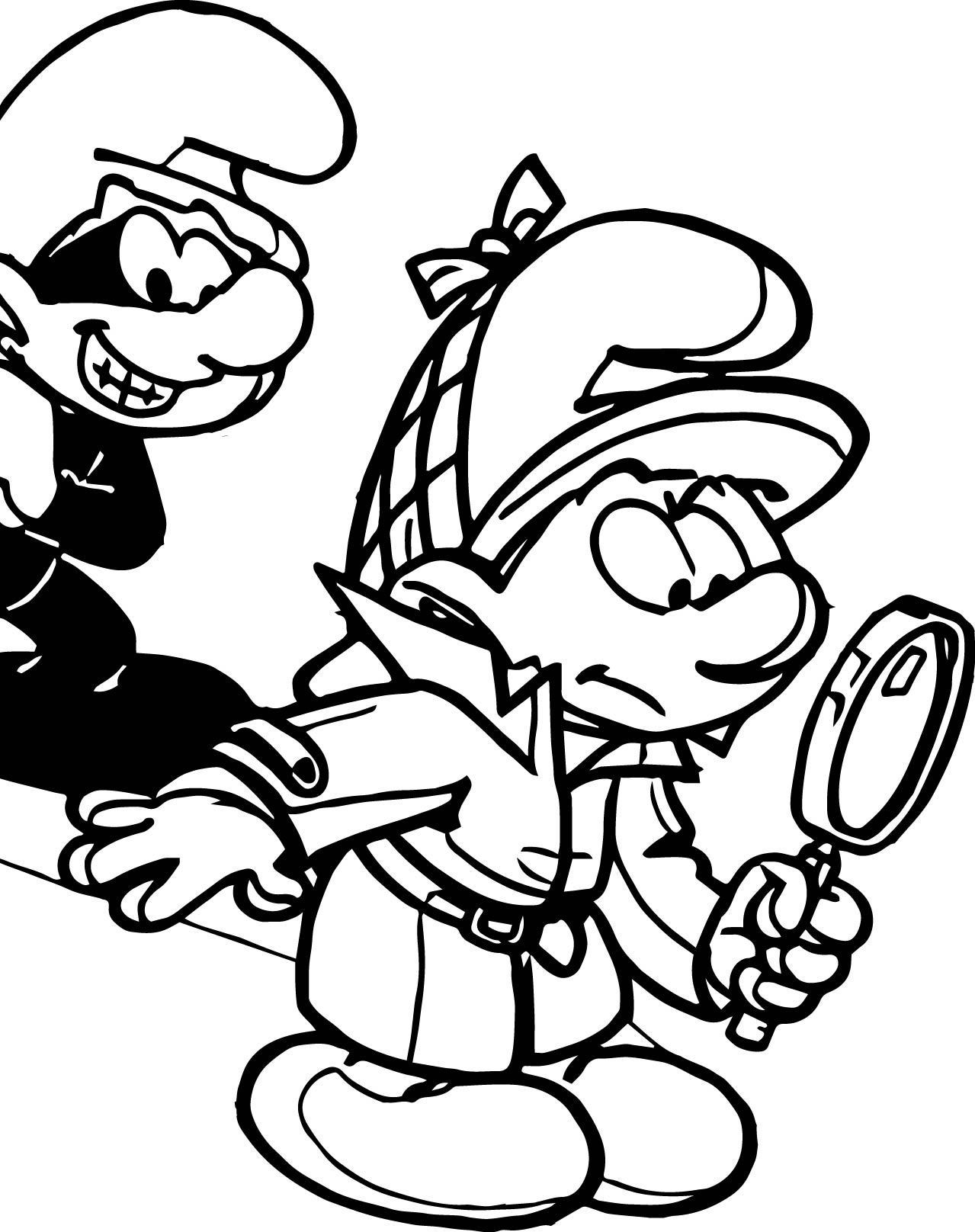 1279x1616 Incredible Detective Smurf Museum Mystery Coloring Page