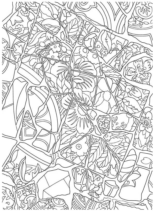 600x821 Floral Mosaic Coloring Page