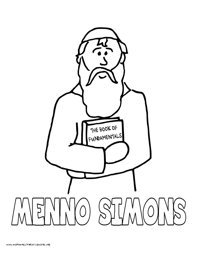 765x990 World History Coloring Pages Printables Menno Simons Mennonites