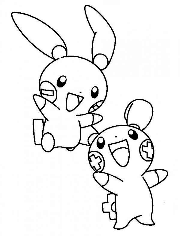 600x783 Plusle And Minun Coloring Pages