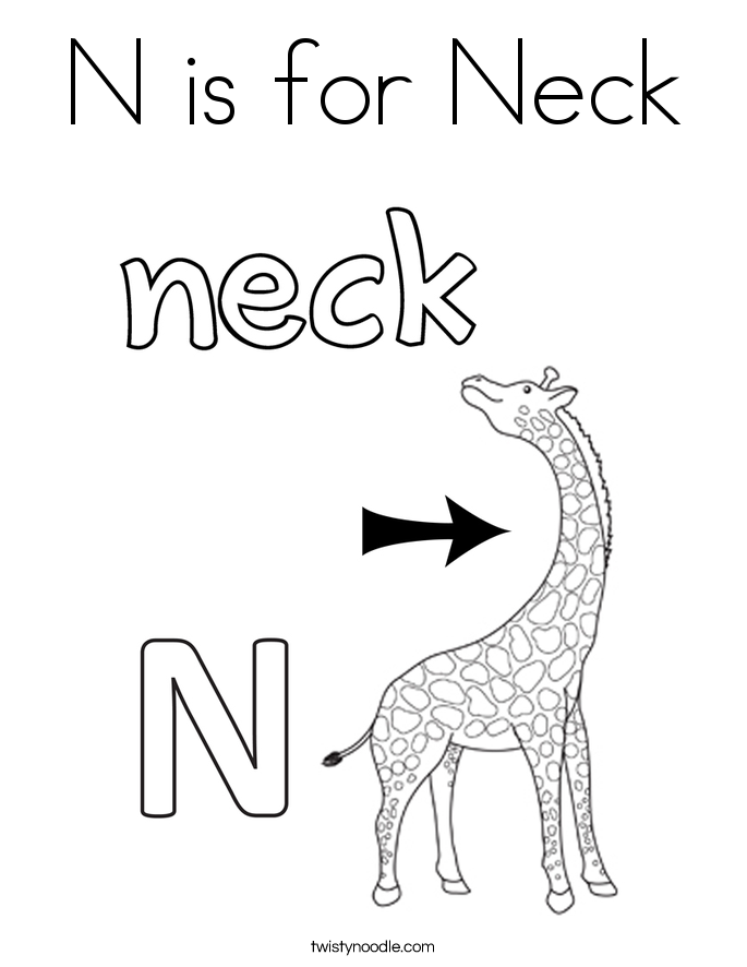 685x886 N Is For Neck Coloring Page