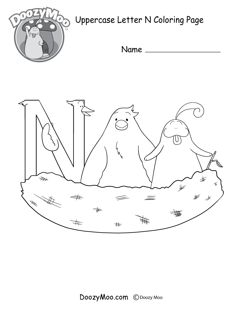 800x1035 Cute Uppercase Letter N Coloring Page
