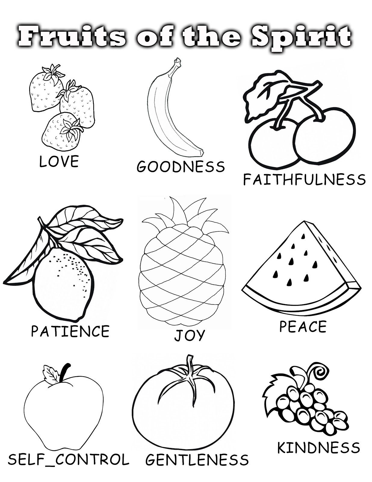 1236x1600 Fruits Of The Spirit Fruits And Their Name Coloring Pages
