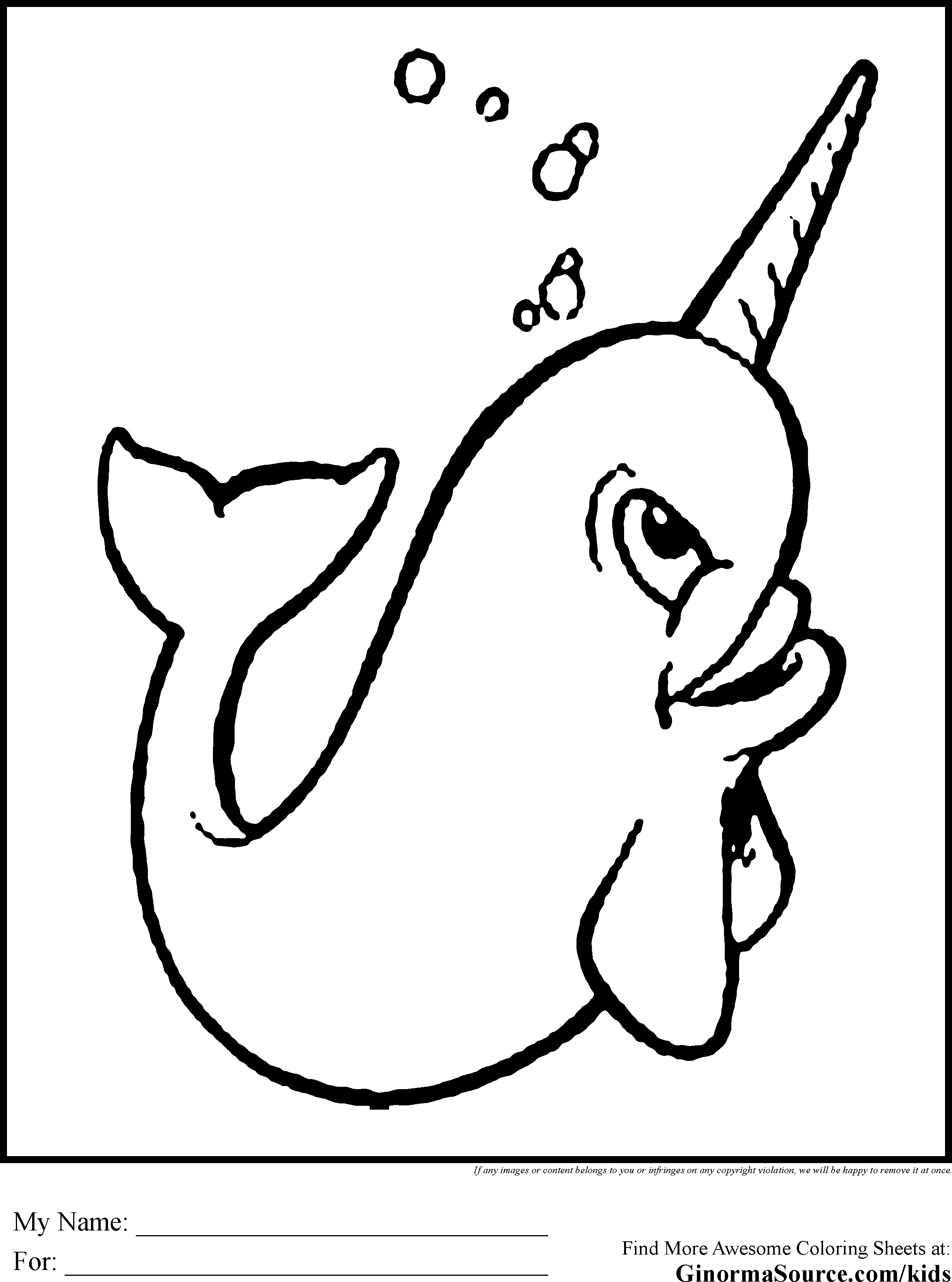 2459x3310 Narwhal Coloring Pages