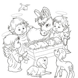 268x268 Coloring Pages Nativity Animals Archives