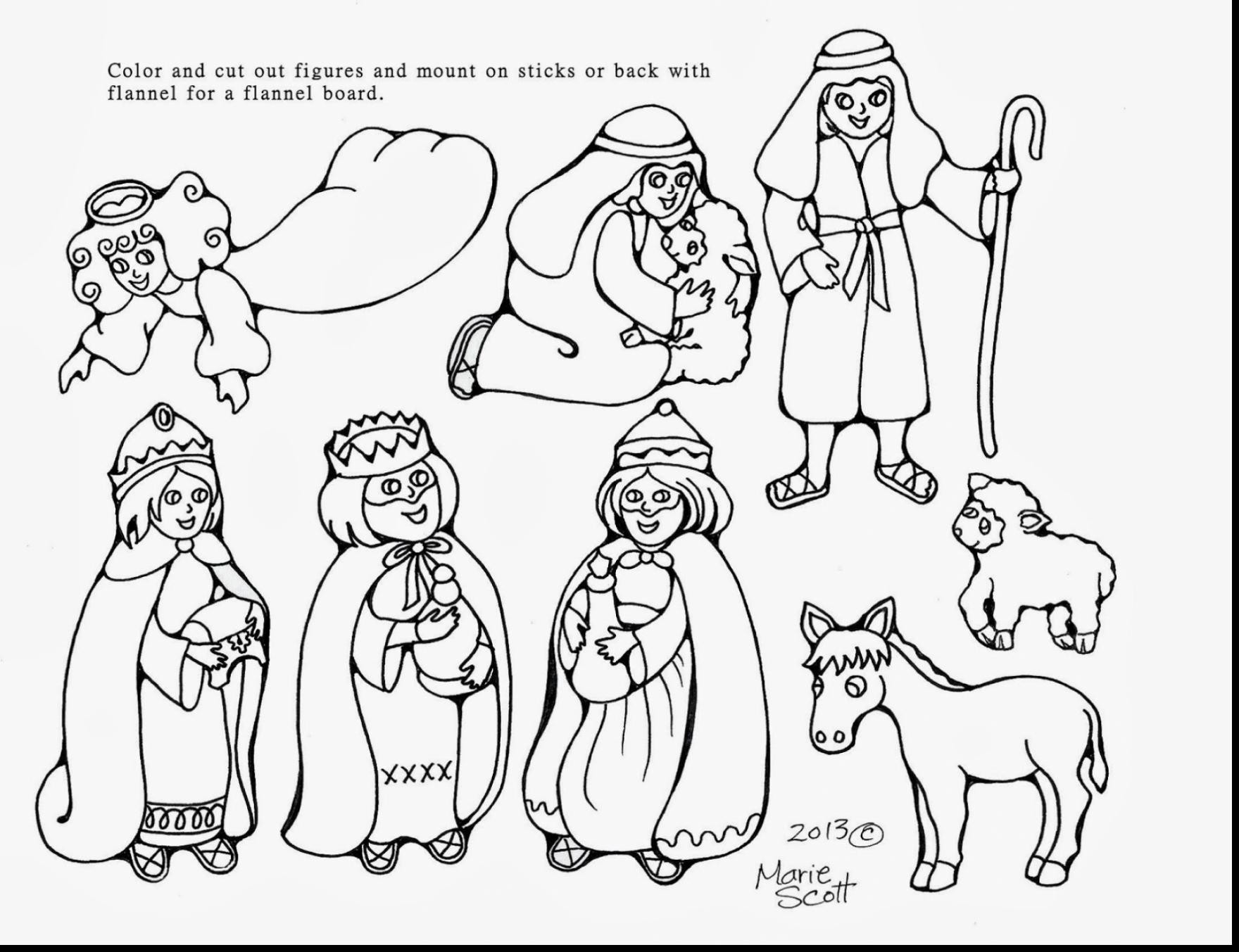1760x1353 Superb Nativity Character Cut Out Coloring Pages With Scene