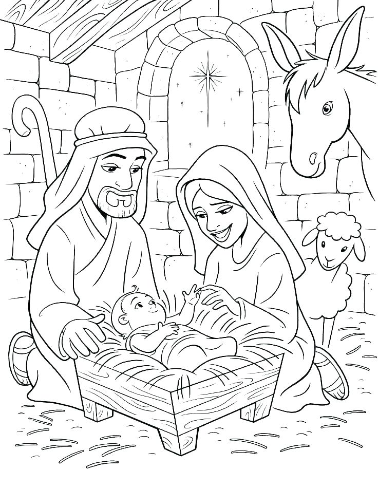 736x952 Free Printable Nativity Scene Coloring Pages