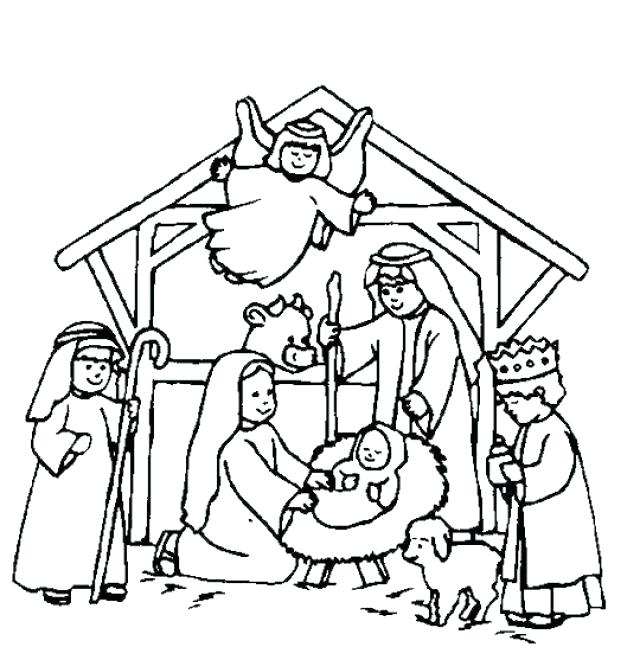 640x647 Free Printable Manger Scene Coloring Pages Of Baby In A Photos