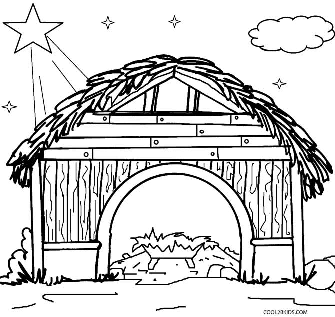670x634 Printable Nativity Scene Coloring Pages For Kids