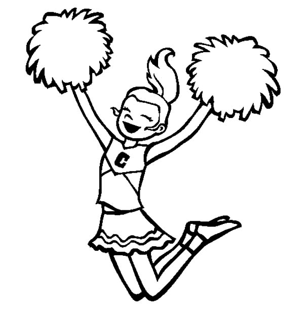 600x612 Cheerleader Cheerleading For Her College Basketball Team Coloring